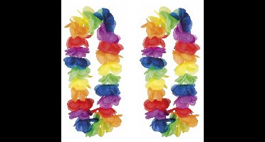 Boland Bloemenslinger/hawaiikrans - 4x - met grote bloemen - tropische kleuren