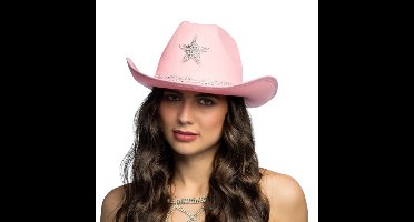 Boland Cowboy verkleed hoed Taylor - ster - roze - volwassenen - Western/explorer thema