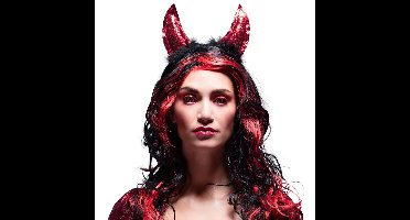 Boland Duivel hoorntjes - rood met glitters - diadeem - haarband - halloween