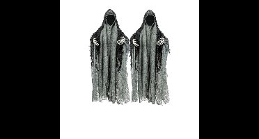 Boland Gezichtsloze geest - 2x - zwart/grijs - 46 cm - halloween/horror - decoratie