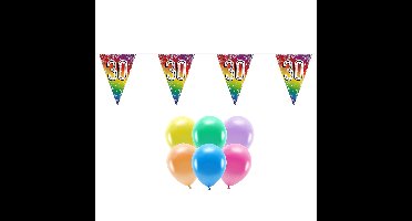 Boland Party - 30e jaar verjaardag versiering - 100x ballonnen - 2x leeftijd vlaggetjes