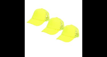 Boland pet neon - 3x - geel - volwassenen - unisex - 80/90s thema - uv blacklight