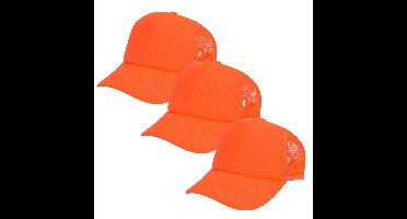 Boland pet neon - 3x - oranje - volwassenen - unisex - 80/90s thema - uv blacklight