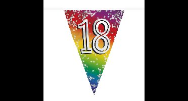 Boland Vlaggenlijn 18 jaar - 6 meter - glitter folie - slinger - 18e verjaardag versiering