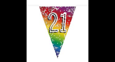 Boland Vlaggenlijn 21 jaar - 6 meter - glitter folie - slinger - 21e verjaardag versiering