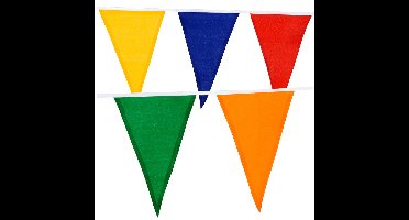 Boland Vlaggenlijn van gekleurde stof - 10 meter - multi kleuren - Polyester vlaggetjes