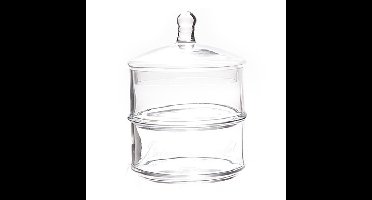 Bonbonniere - 2 laags - 12 x 18 cm - glas - met tekst - voorraadpot - snoeppot