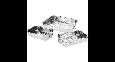Braadsledes/ovenschalen - set van 6x stuks - rvs metaal - zilver - 3 formaten