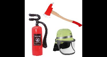 Brandweerman verkleed set - 3 delig - voor volwassenen - helm - gereedschap