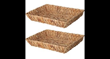 Broodmand - 2x - gevlochten riet - naturel - 33 x 25 x 6 cm