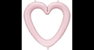 Bruiloft foto Frame - hart - lichtroze - 84 x 84 cm - opblaasbaar/folie ballon - photo prop