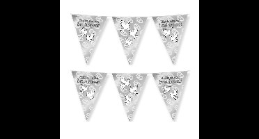 Bruiloft/huwelijk thema vlaggetjes - 2x - versieringen - 10m - folie