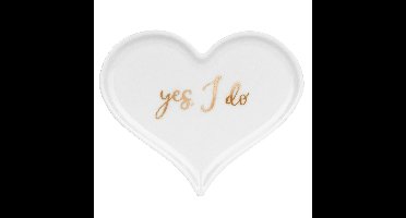Bruiloft/huwelijk trouwringen schaaltje hart - Yes I do - 13 x 11 cm - alternatief ringkussen