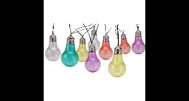 Buiten feestverlichting solar met 10 gekleurde lampjes 2 meter lichtsnoer