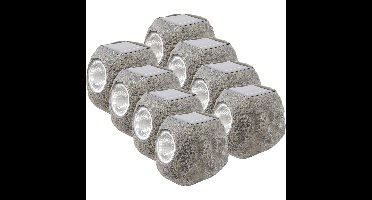 Buiten spot solar verlichting - 8x - steen - LED - 10 x 12 cm