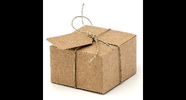 Cadeaudoosje Kraft - Bruiloft bedankje - 10x stuks met etiketten - bruin - 6 x 4 cm