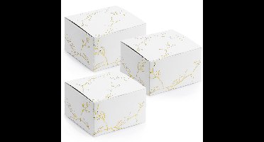 Cadeaudoosje Nature - Bruiloft bedankje - 50x stuks - wit/goud - papier - 6 x 4 cm