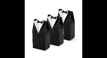 Cadeaudoosjes Bruidegom - Bruiloft bedankje - 50x stuks - zwart/wit - 7 x 9 cm