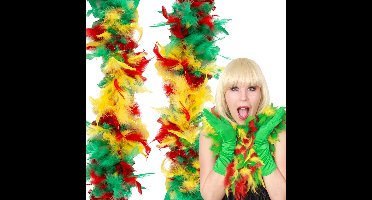Carnaval verkleed boa - 2x - rood/geel/groen - Limburg/maastricht - 180 cm - Feest boa