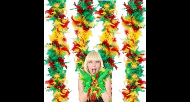 Carnaval verkleed boa - 4x - rood/geel/groen - Limburg/maastricht - 180 cm - Feest boa