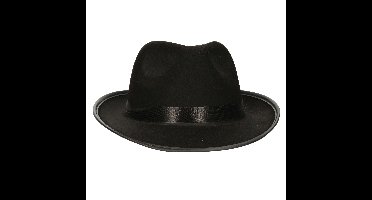 Carnaval verkleed hoed voor een Maffia/gangster - zwart - polyester - heren/dames