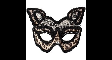 Carnaval verkleed panter masker - kanten oogmasker - zwart - voor dames - foute/panter party