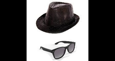 Carnaval verkleed set glitter hoed en party bril zwart