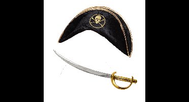 Carnaval verkleed set Piraat - Piratenhoed met zwaard - kunststof - heren/dames