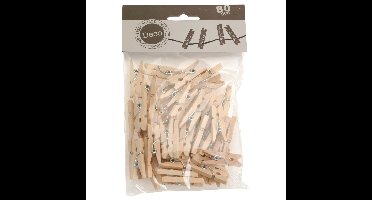 Chaks Hobby mini wasknijpers - 50x - naturel - hout- 2,5 cm