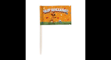 Cocktailprikkers 50x Loeki de Leeuw Hup Holland oranje 8 cm