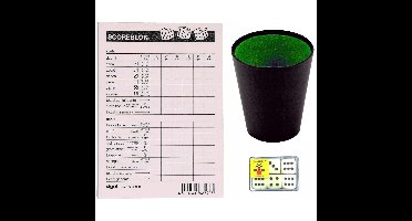 Compleet Yahtzee spel set - 100 vellen scoreblok - 6 dobbelstenen - 1 beker