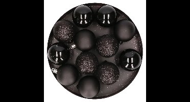 Cosy & Trendy Kerstballen - 12x - zwart - 6 cm - mat en glans - kerstversiering