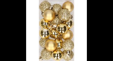 Cosy & Trendy Kerstballen - 20x stuks - goud - 3 cm - kunststof