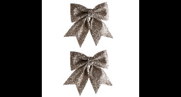 Cosy & trendy Kersthanger - 2x stuks - strik - champagne - 25 x 30 cm