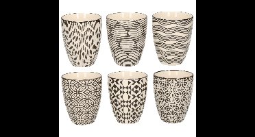 Cosy & Trendy Koffiekopjes Nikko - 6x stuks - zwart met wit - 250 ml