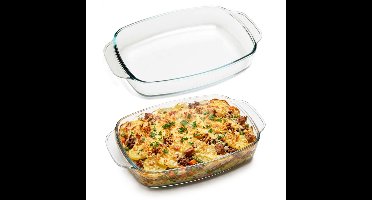Cosy & Trendy Ovenschaal - 2x - 33 x 21 cm - van glas - braadslede - 2.3 liter