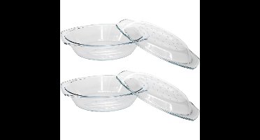 Cosy & Trendy Ovenschaal ovaal/rond - 2x - 33 x 20 x 9 cm - glas
