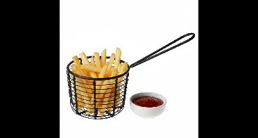 Cosy & Trendy Patatmandje - zwart - metaal - snackmandje - D8xH8 cm