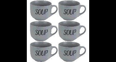 Cosy & Trendy Soepbekers - 6x - grijs - 11 cm - 510 ml