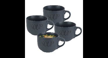 Cosy & Trendy Soepkom - 10x - donkergrijs - 11 cm - 510 ml - Soepbeker - kommetje