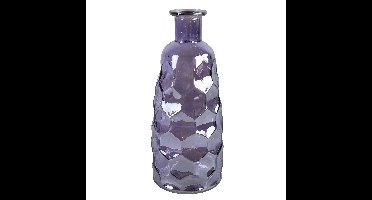 Countryfield Art Deco bloemenvaas - paars transparant - glas - fles vorm - D12 x H30 cm