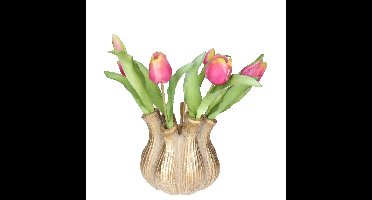 Countryfield Bloemenvaas Moyo - tulpenvaas - goud - L17 x B17 x H20 cm - interieur - decoratie