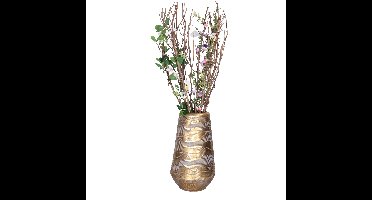 Countryfield Bloemenvaas Peggie - metaal - L19 x B19 x H33cm - metallic goud - decoratie - interieur