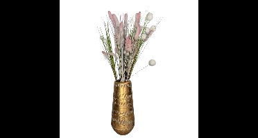Countryfield Bloemenvaas Peggie - metaal - L19 x B19 x H41cm - metallic goud - decoratie - interieur