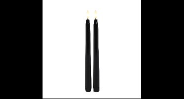 Countryfield Led dinerkaarsen 2x st- zwart - 28 cm - afstandsbediening