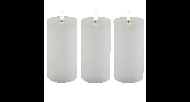 Countryfield LED kaars/stompkaars - 3x - wit - D7,5 x H15 cm - timer