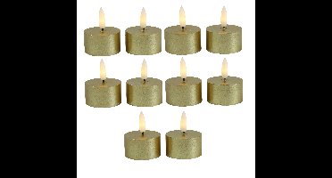 Countryfield LED theelichtjes/waxinelichtjes - 10x st - goud - D4 x H5,2 cm - met timer