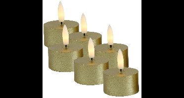 Countryfield LED theelichtjes/waxinelichtjes - 6x st - goud - D4 x H5,2 cm - met timer