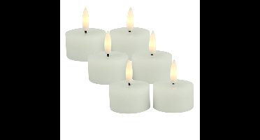 Countryfield LED theelichtjes/waxinelichtjes - 6x st - wit - D4 x H5,2 cm - met timer