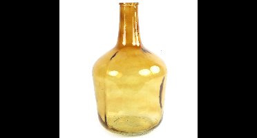 Countryfield Vaas - transparant goudgeel - glas - XL fles vorm - D25 x H42 cm